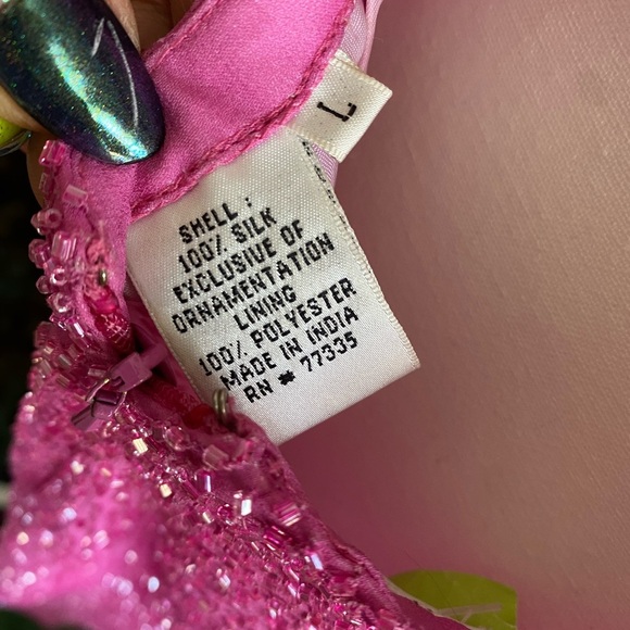 Pink Scala Beaded Sheath Gown Size Large Mermaidcore Holiday Glamcore Balletcore - Picture 12 of 16